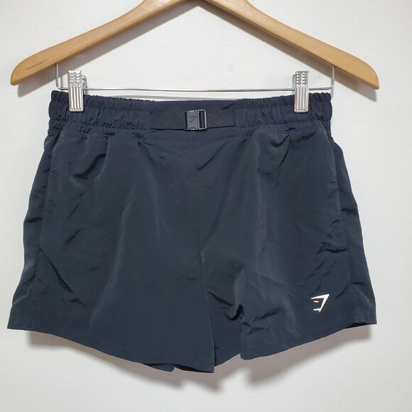 GYMSHARK Buckle Shorts Nylon Hi-Rise Unlined Gym Workout Black Womens Small x 2" - Picture 2 of 13